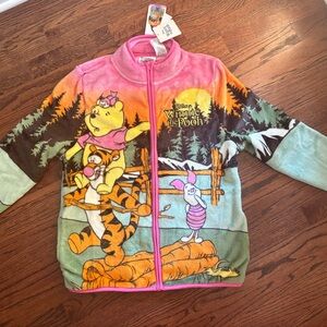 Disney Pastel Pink & Mint Winnie the Pooh Plush Zip Jacket